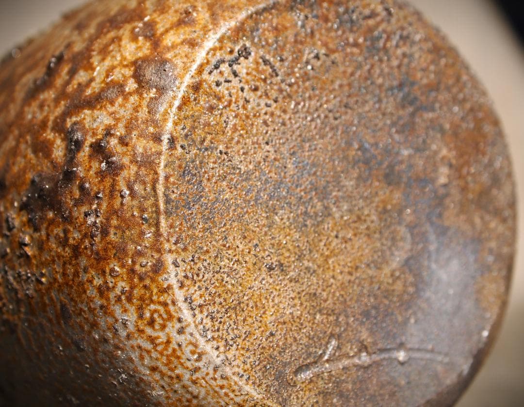 最上作★難波正巳★備前灰被り徳利★共箱★かせ胡麻