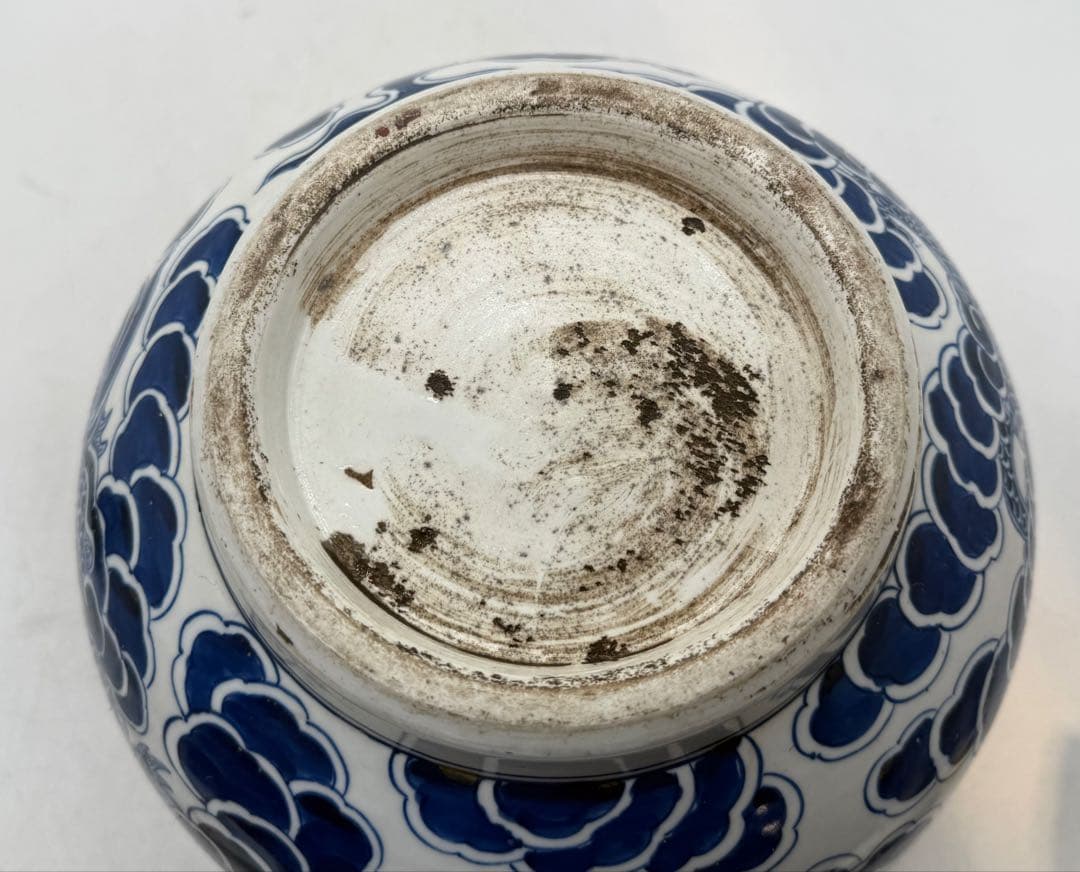 中国　清時代　染付　龍紋壺　青華　送料込み251210