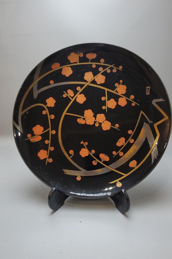 漆器 蒔絵 梅花文 漆飾皿 象彦作 共箱 京都