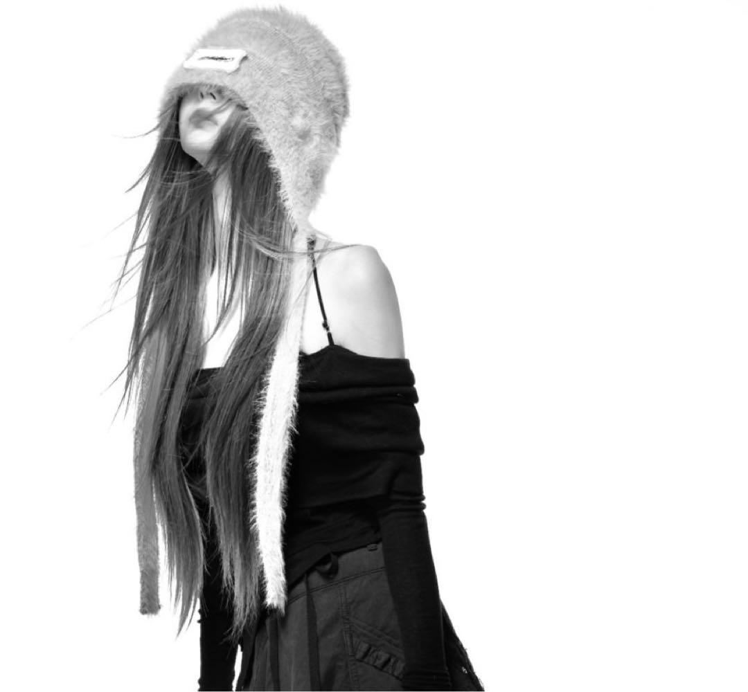 帽子 S fuzzy knit beanie (gray) THEREDTHREAD