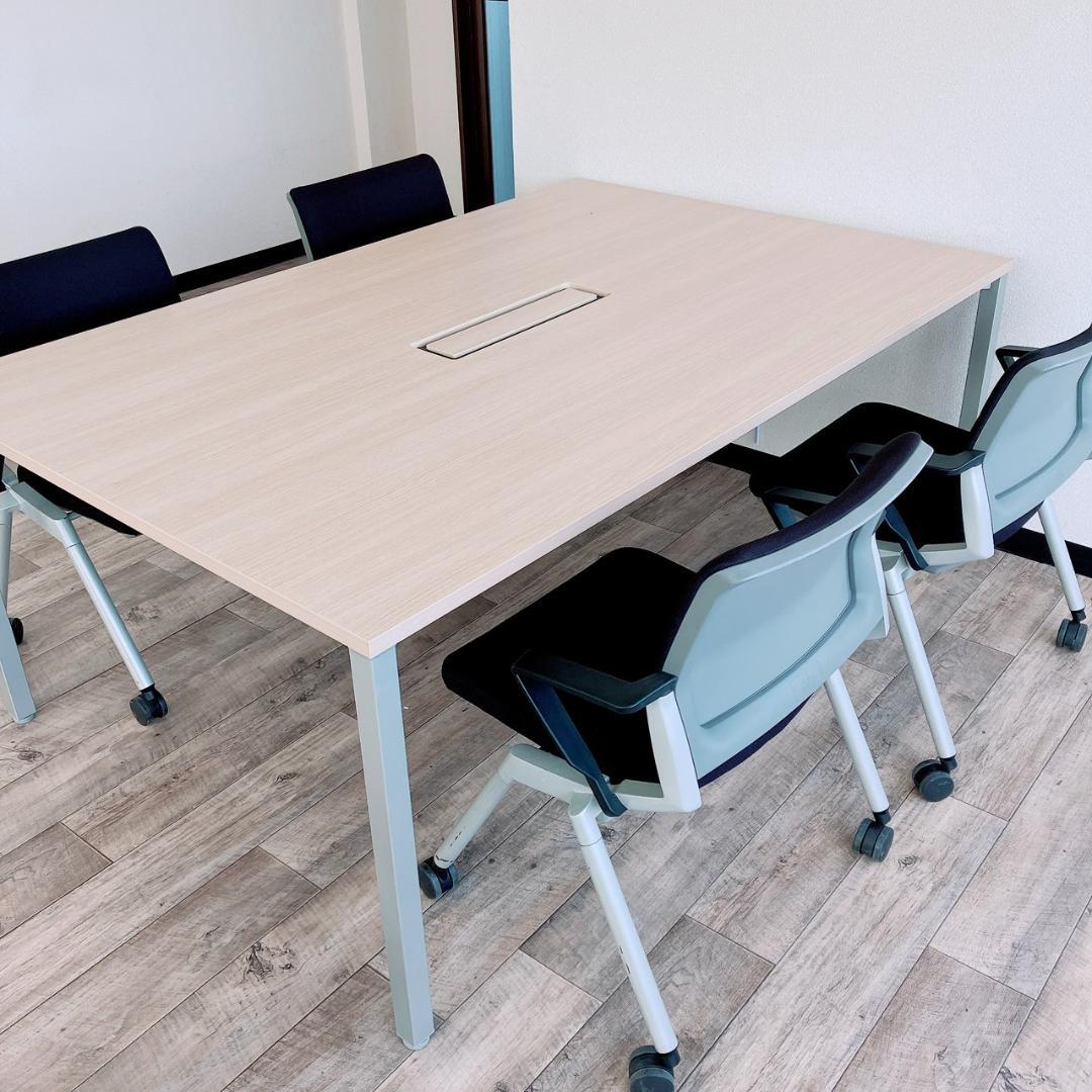 引取限定 オフィス家具 会議テーブルチェアセット 椅子4脚 OKAMURA