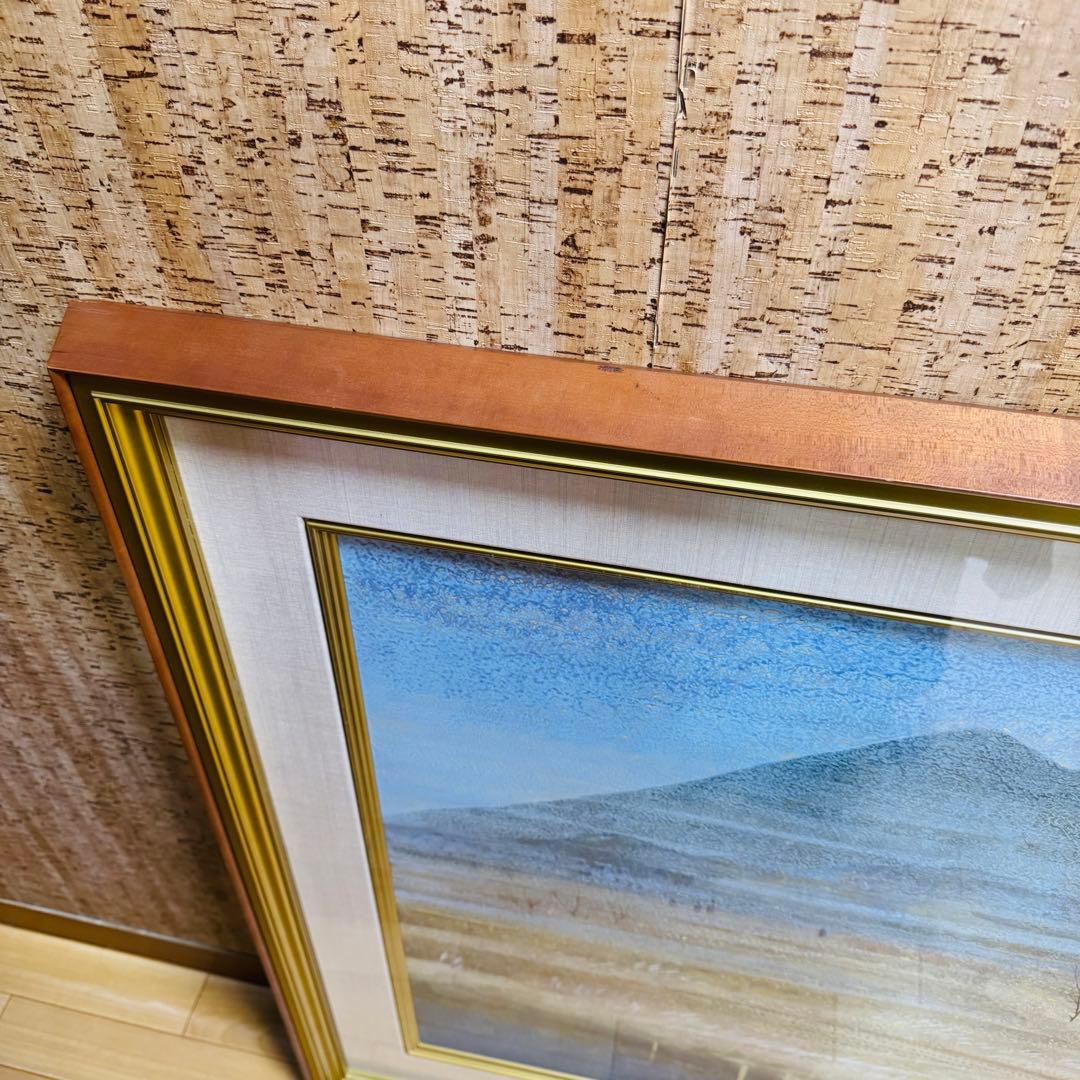 大迫力　特大　真作　中嶌 虎威作「筑波」日本画　風景画 F30号