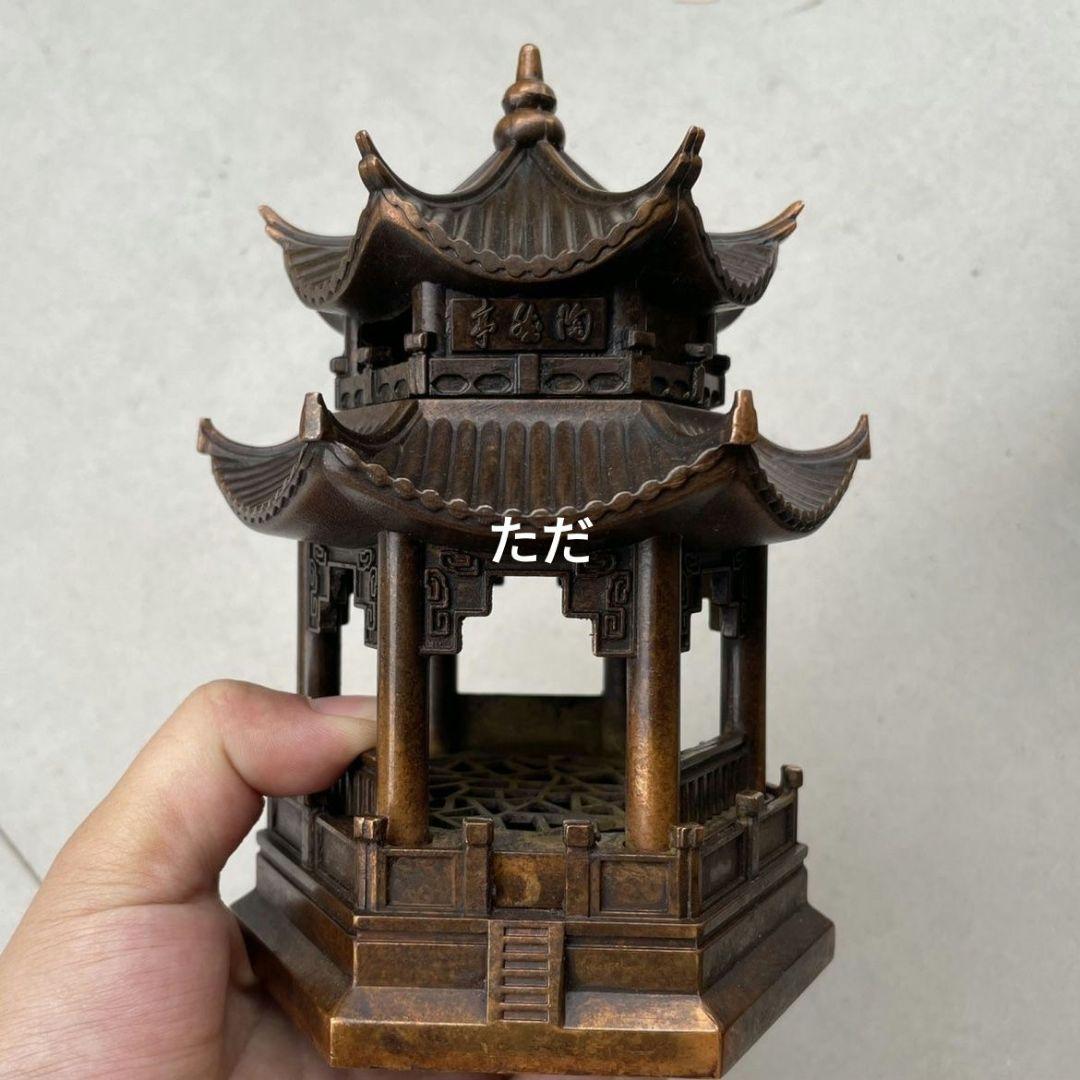 銅器 八角二重涼亭 八角亭薫香炉 香道具 禅意茶道 置物 装飾品 工芸品