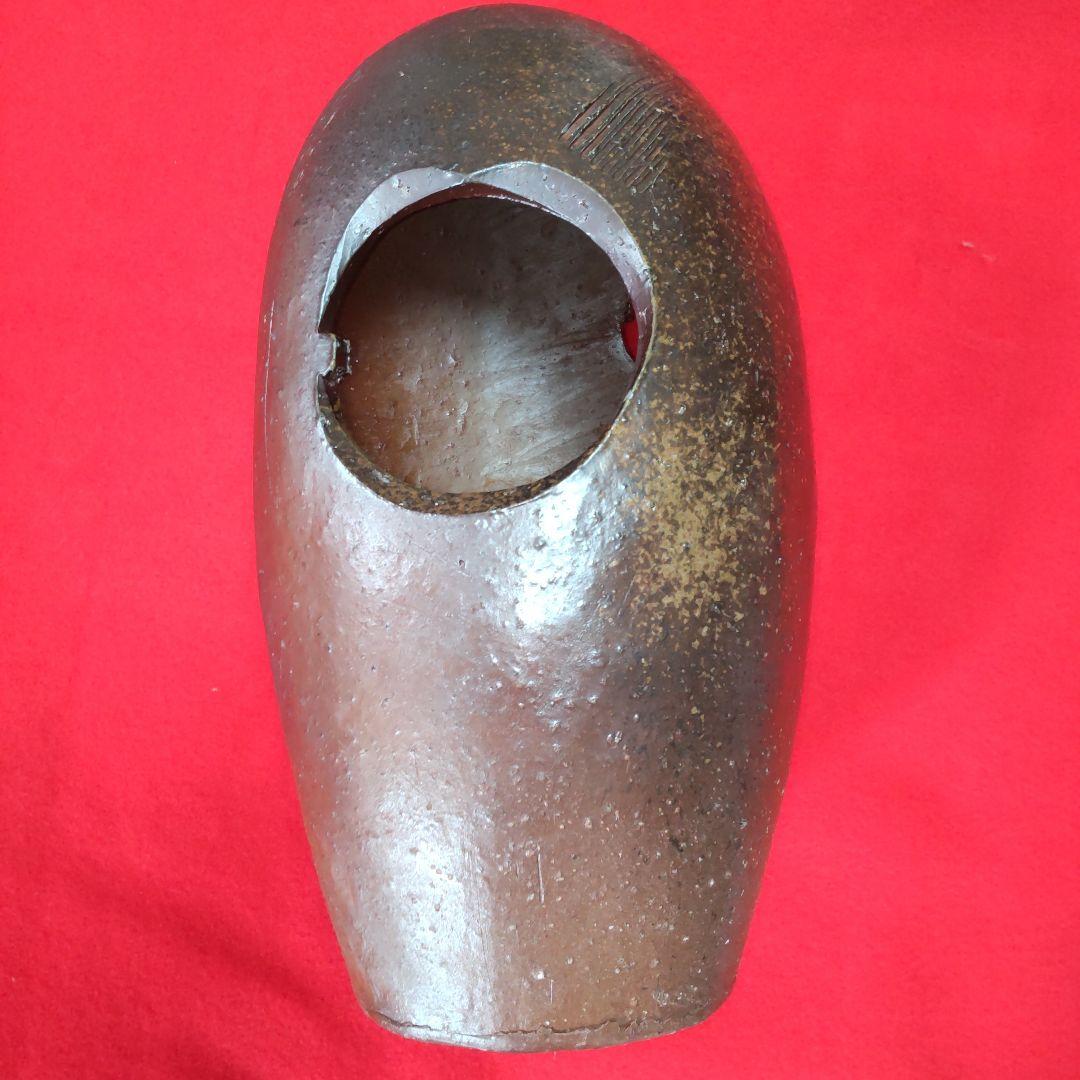 備前焼楕円花入れ/共箱