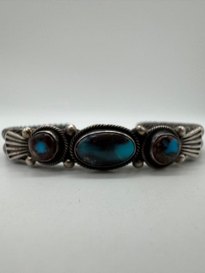 Navajo:ナバホ族 Donovan Cadman作 3連ターコイズ バングル