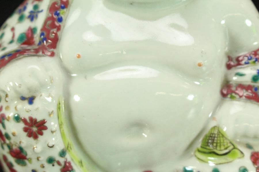 中国美術 色絵 布袋 置物(LC804)