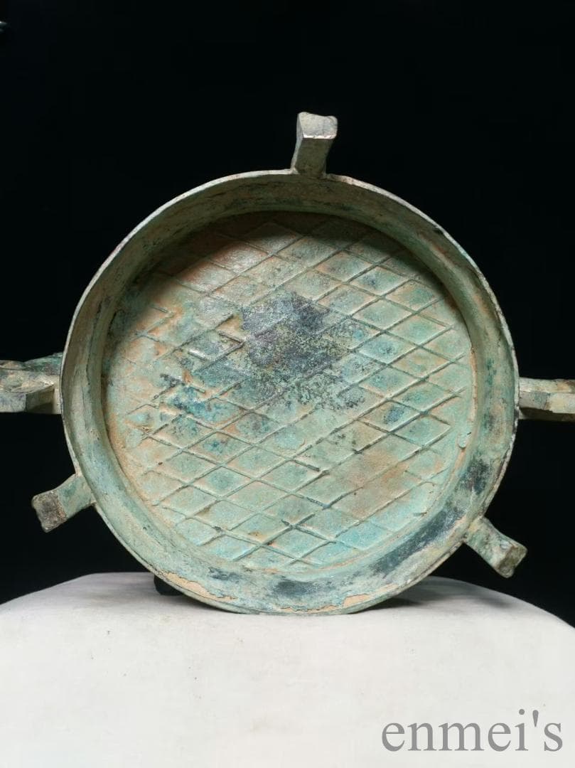 中国古美術 旧蔵 西周款 青銅器皿《銘文簋》純銅製 青銅製 蓋付き器 獣脚付き