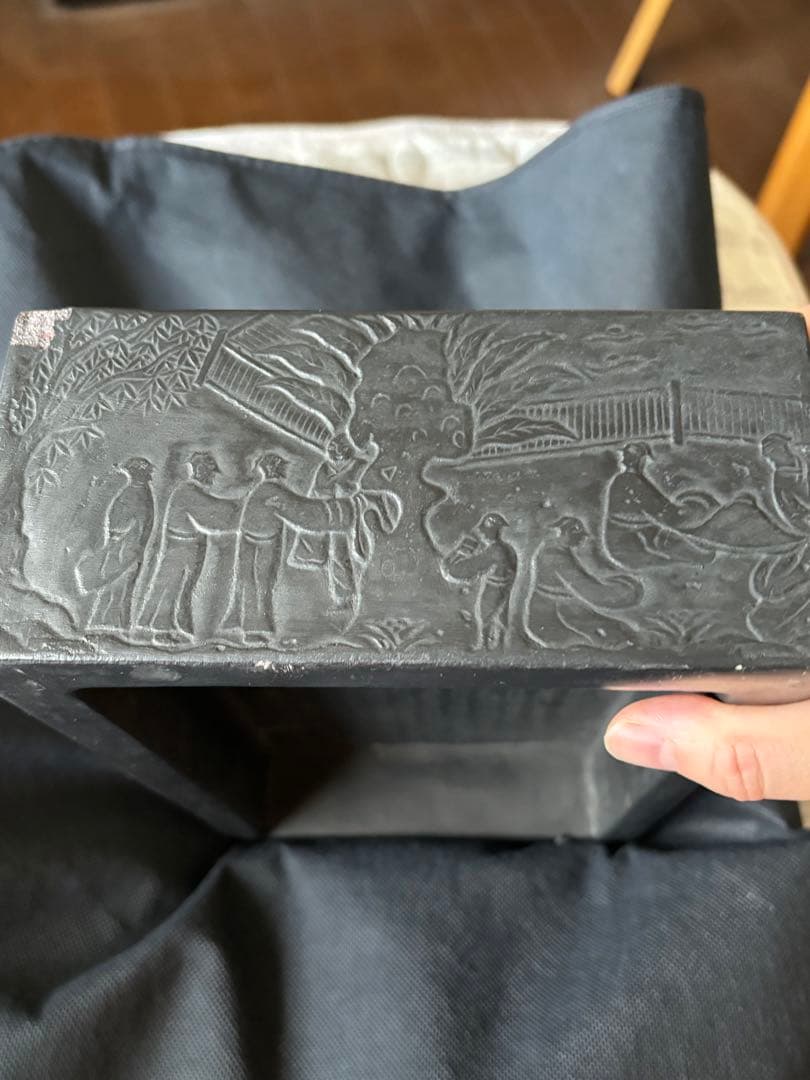 中国古美術品　特大 端渓硯　蘭亭文硯　7kg 清の時代　何其仁作