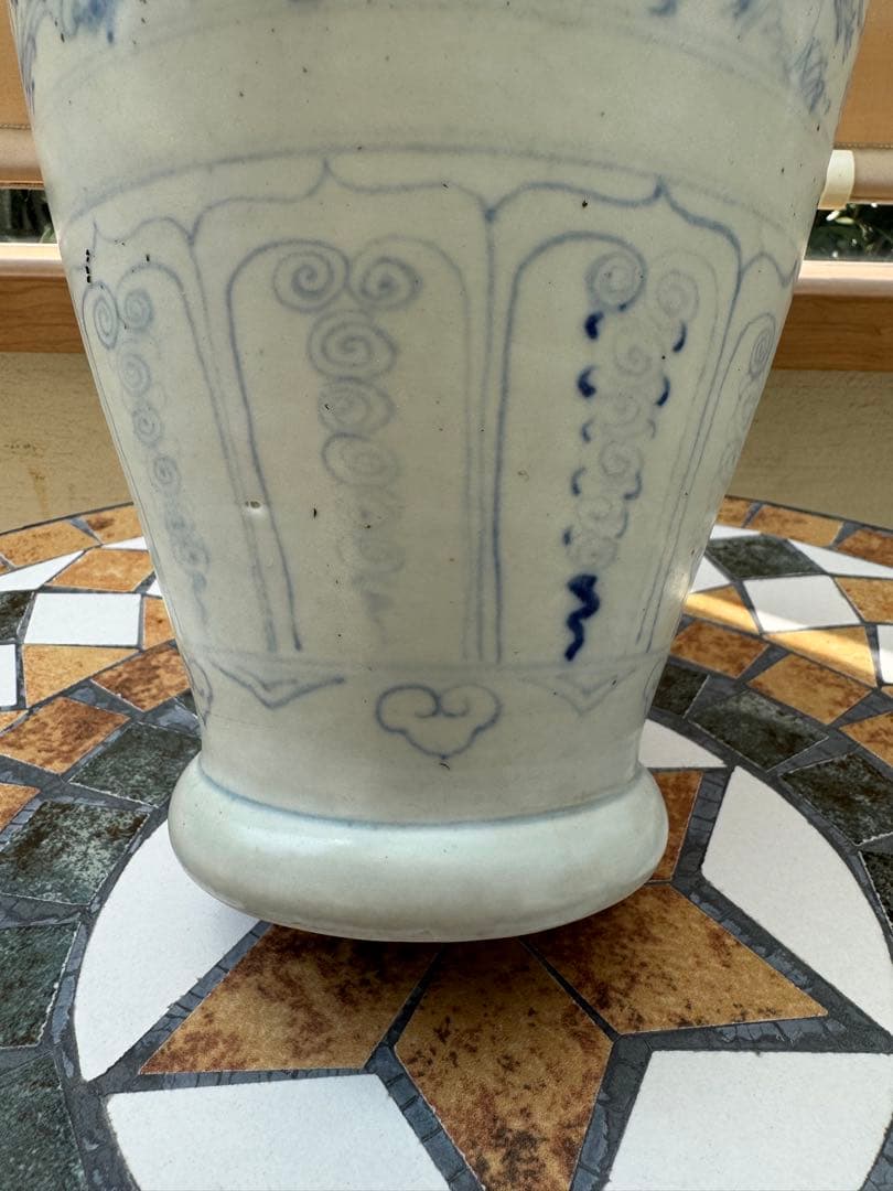 古美術　安南焼　ベトナム　鳥紋　染付　花瓶　壺　陶磁器　骨董