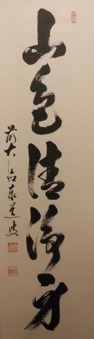 掛け軸 大徳寺 足立泰道 筆 『 山色清浄身 』紙本 希少 茶道具 掛軸 美品