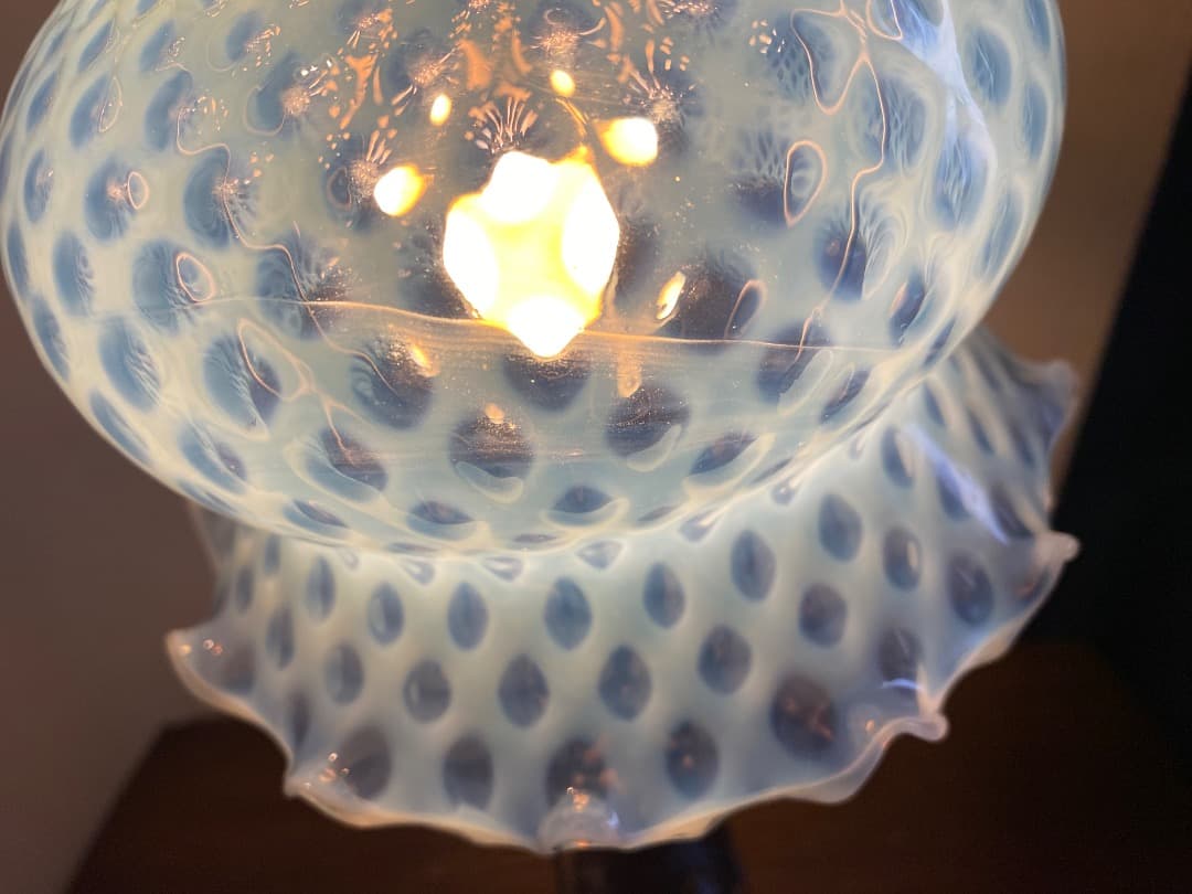 OLD FENTON 　ドット　ブルー　オパールセント ガラスシェード