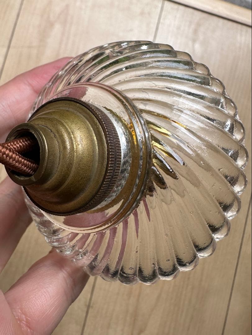 1920年代 フランス アンティーク 螺旋模様の可愛らしいアトリエランプ＊