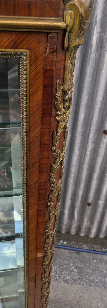 19世紀イギリス　ヴィクトリアンブロンズ飾付ショーケース