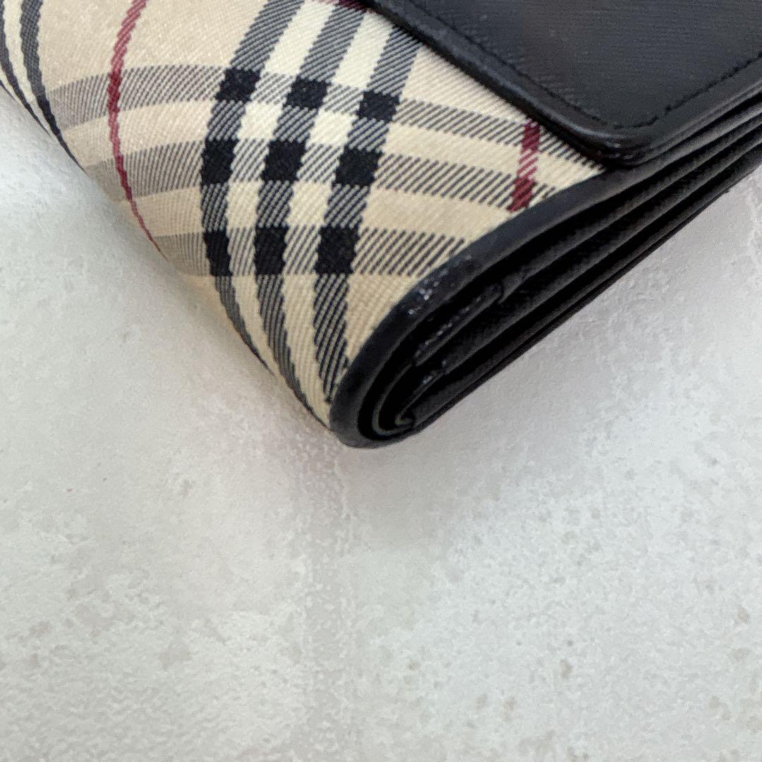 美品✨BURBERRY バーバリー ノバチェック 二つ折り財布 がま口 ブラック