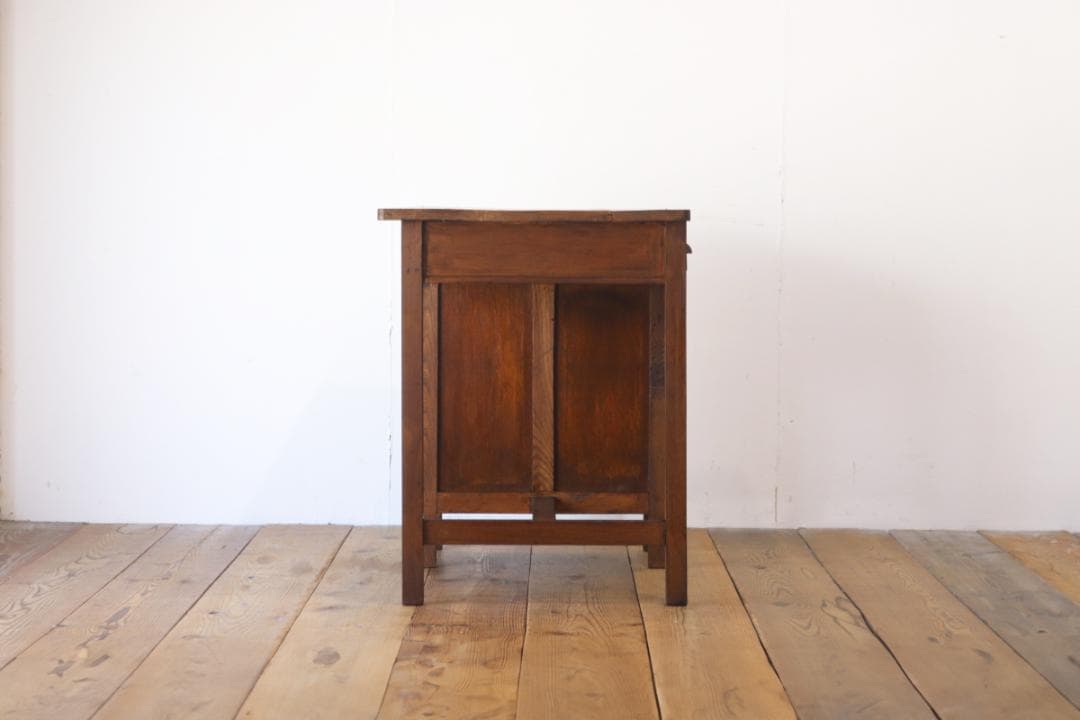 レトロ 片袖デスク 机 書斎 作業台 引き出し 抽斗 5杯 木製 古道具