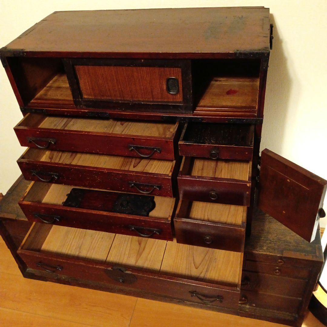 美しい棒箪笥 明治時代製 アンティーク 　キャビネット　和箪笥　船箪笥　水屋