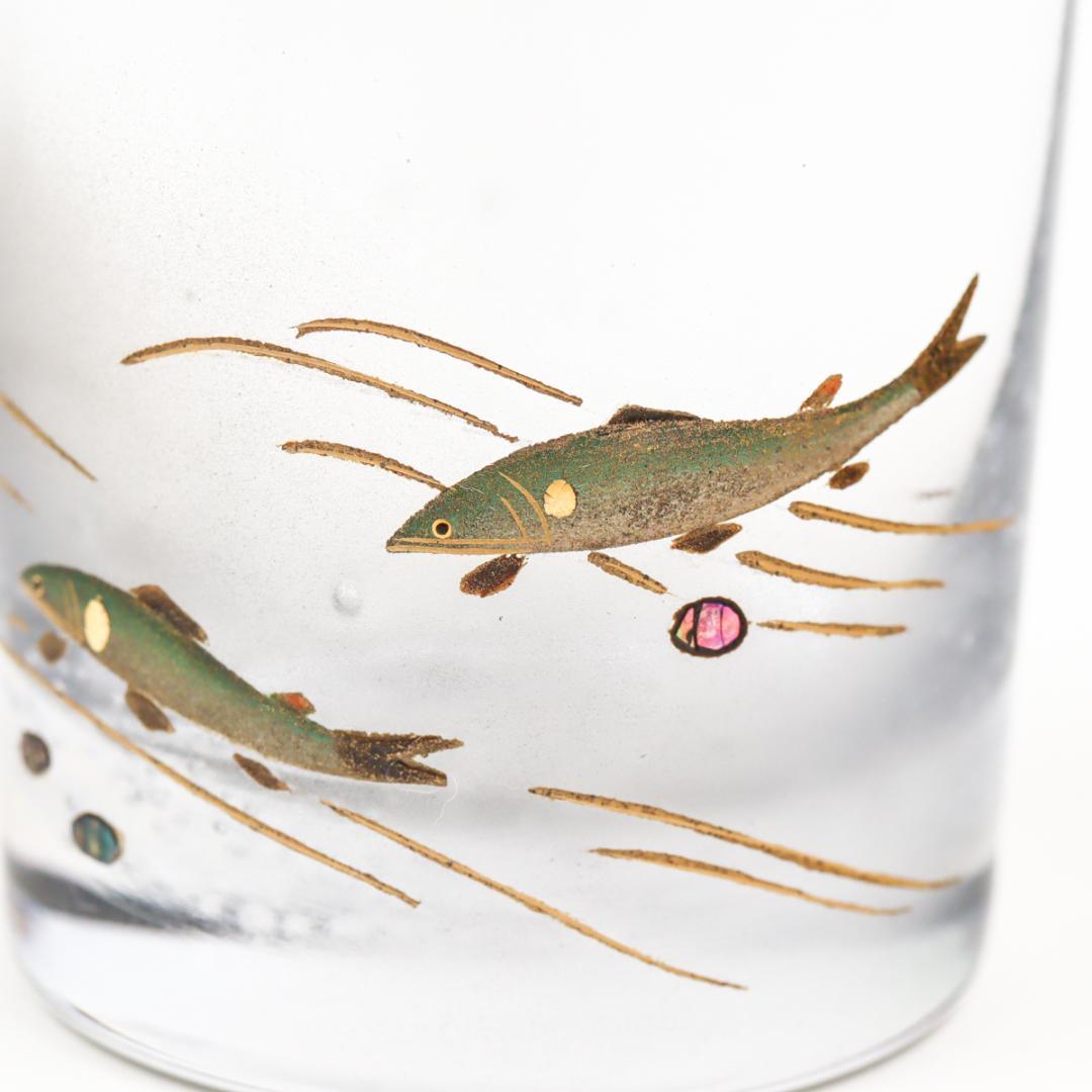 蓑輪一星 黒柿蓋 鮎蒔絵 硝子茶器 茶入れ 抹茶 共箱