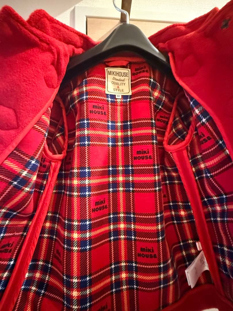 Mikihouse フード付きダッフルコート 90サイズ レッド