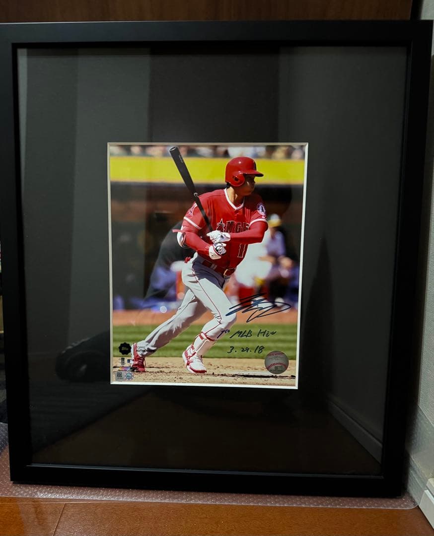 大谷翔平 MLB初安打記念 直筆サイン MLB公式ホログラム インスク 額装済