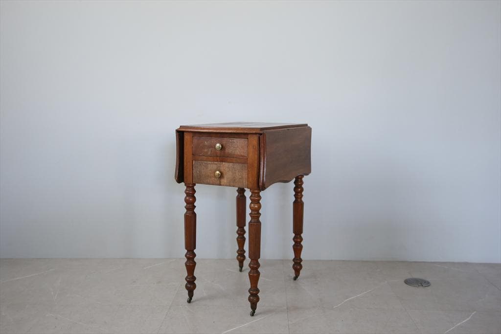 フランスアンティーク木製サイドキャビネット/ナイトテーブル机/飾り棚(90-34