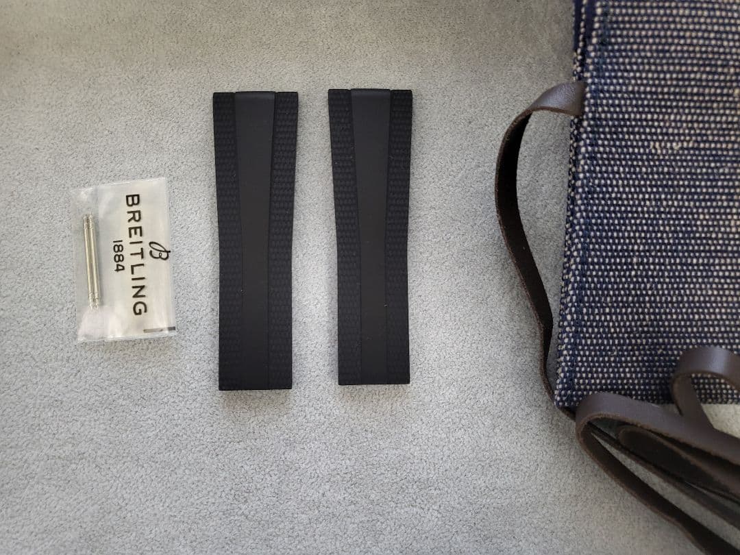 ブライトリング　Dバックル用　ラバーストラップ ベルトブラック168S 24mm