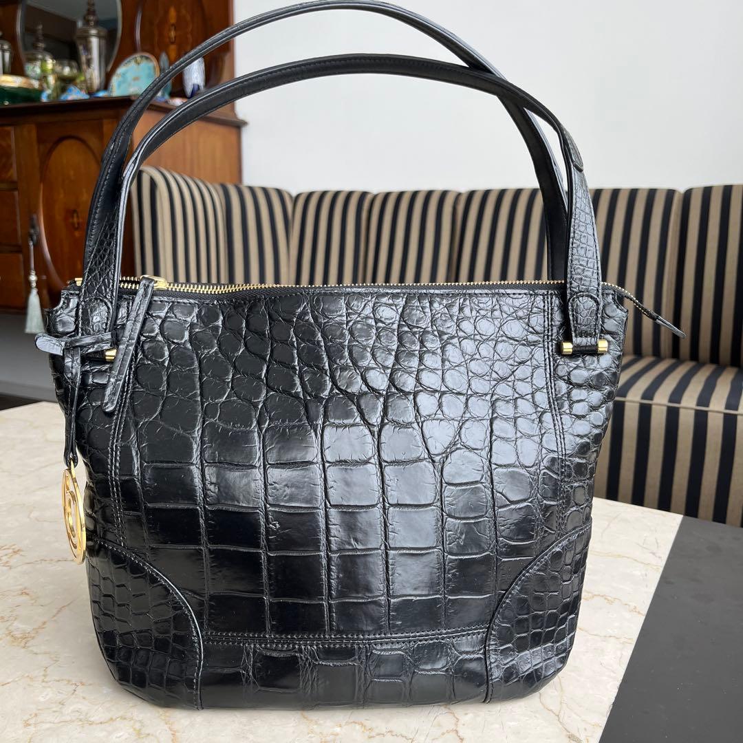 ボーグラン JRA 376 クロコダイル 黒 レディース トートバッグ