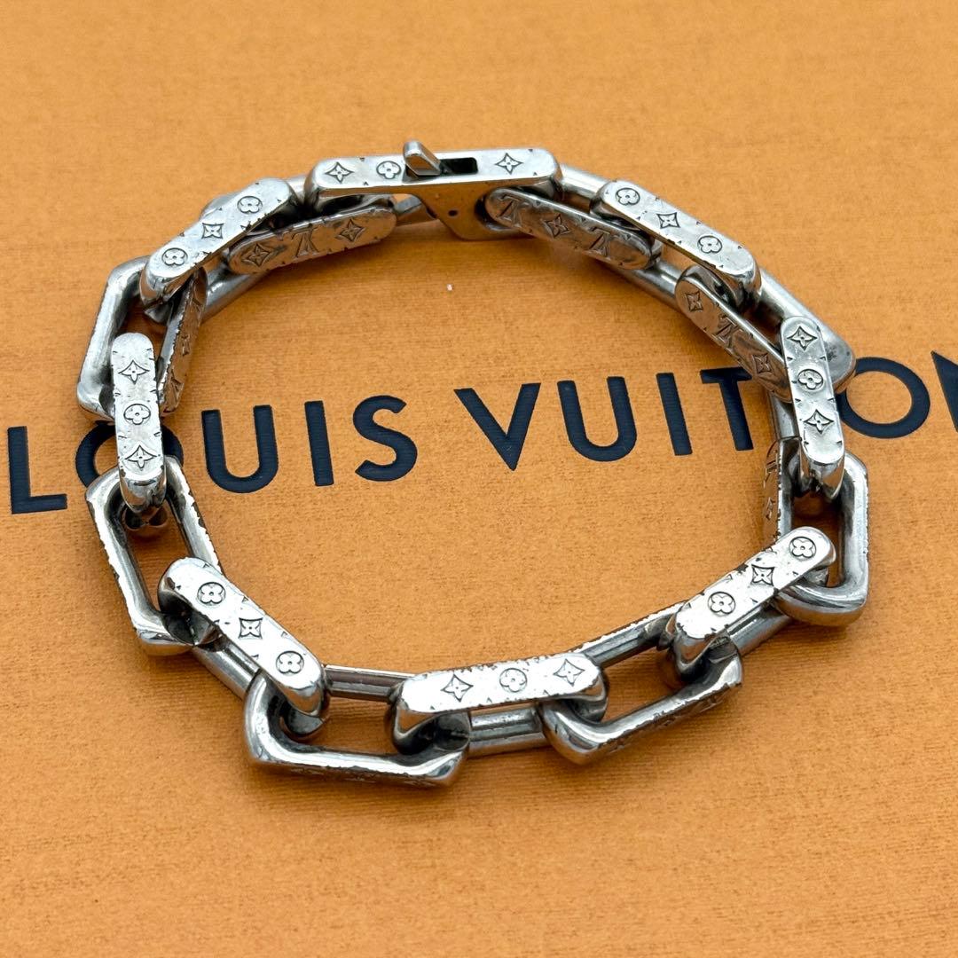 ルイヴィトン ブレスレット コリエ チェーン モノグラム シルバー メンズ