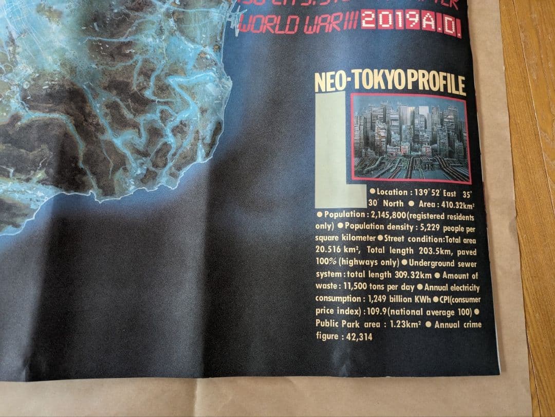 大友克洋アキラ新聞サイズ730ミリ×1020ミリ広げたサイズ