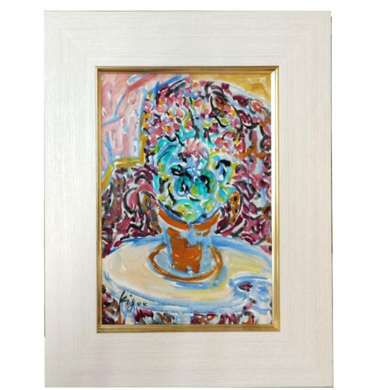 ☆加藤清江☆「 花 」油絵　F４号 一水会　1974年作　新品額！