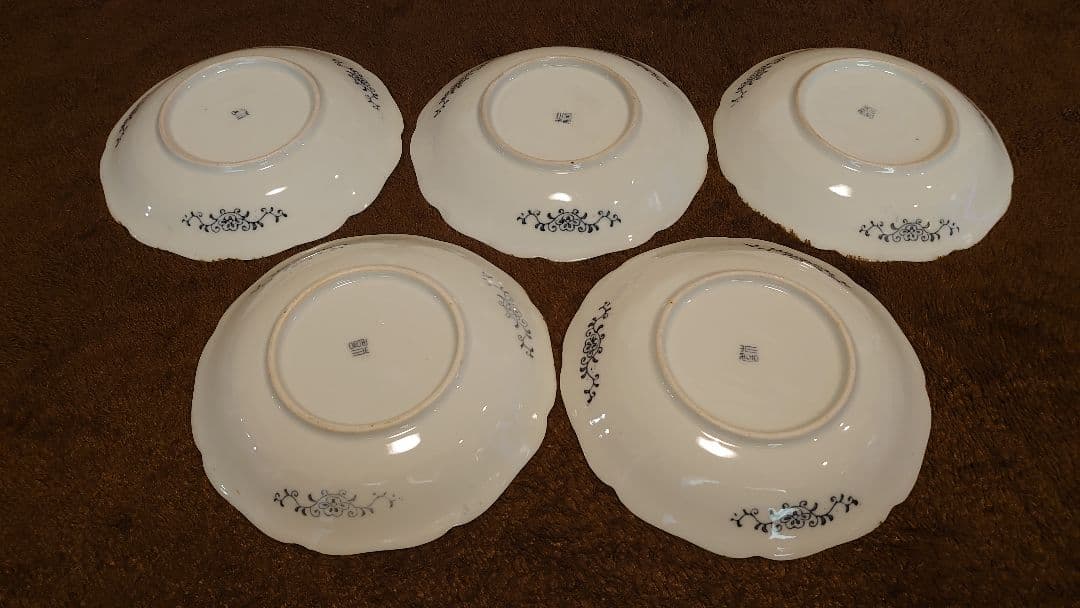 古伊万里　伊万里　染付　輪華皿　６寸皿　５客