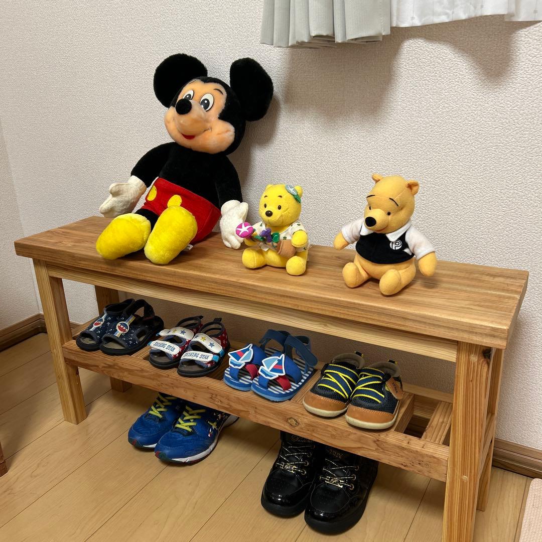 ハンドメイド　玄関ベンチ　ベンチ　飾り棚　サイドテーブル　木製家具