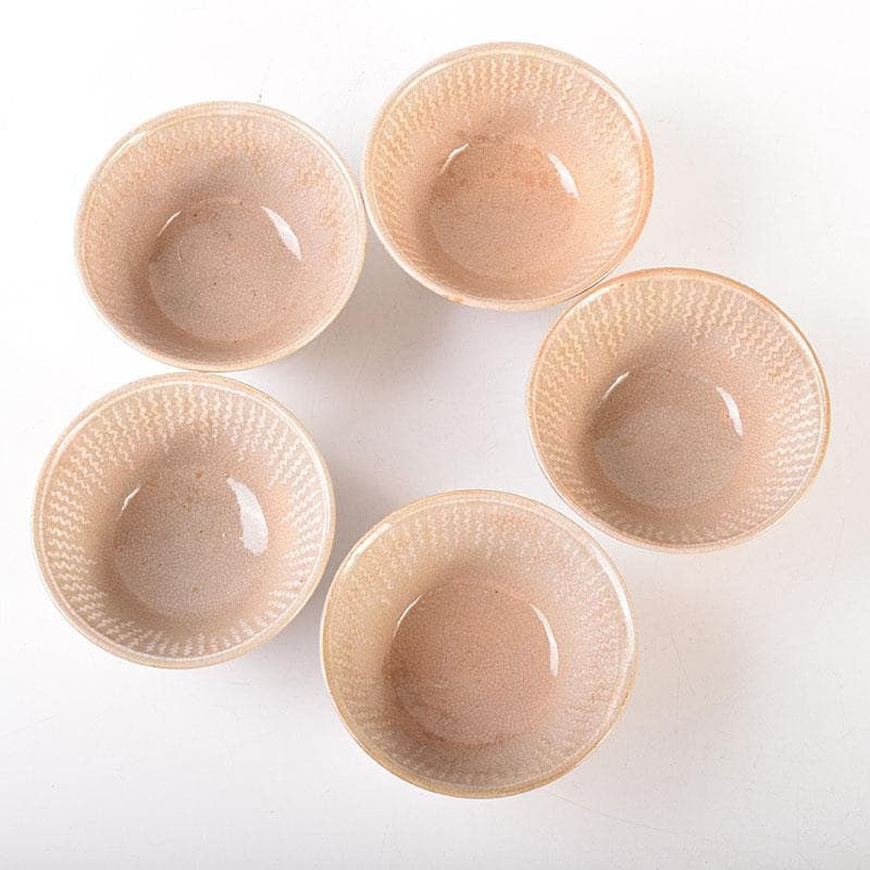 煎茶道具　瑞芝焼　阪上瑞雲作　辰砂　湯呑　5客　共箱　V　6873