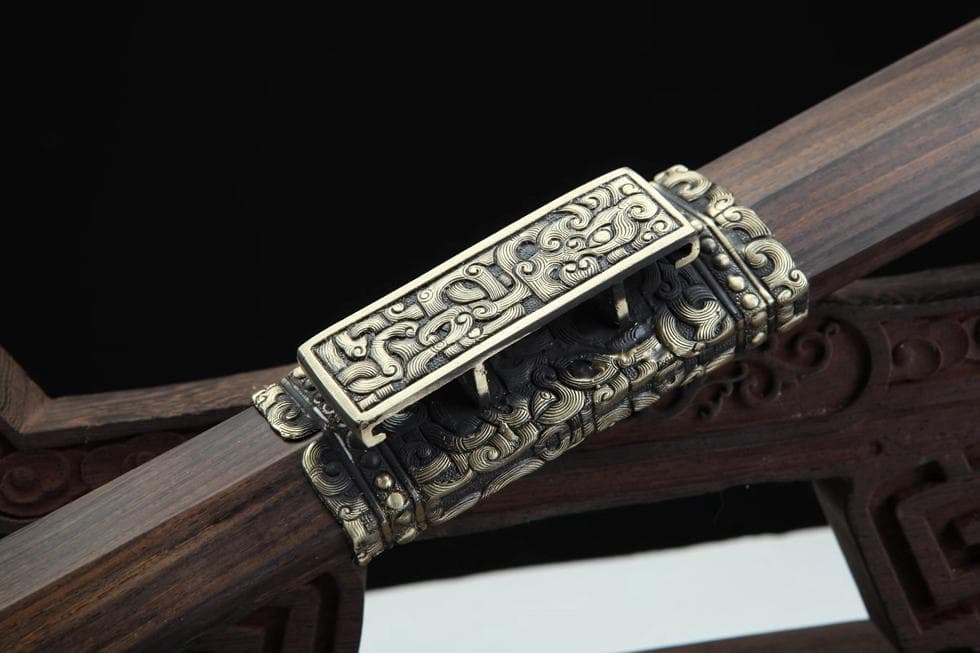 大男将軍刀（黒檀梢） 模造刀 居合刀 武士道 武具 漢剣 唐刀 龍泉剣 手鍛造打