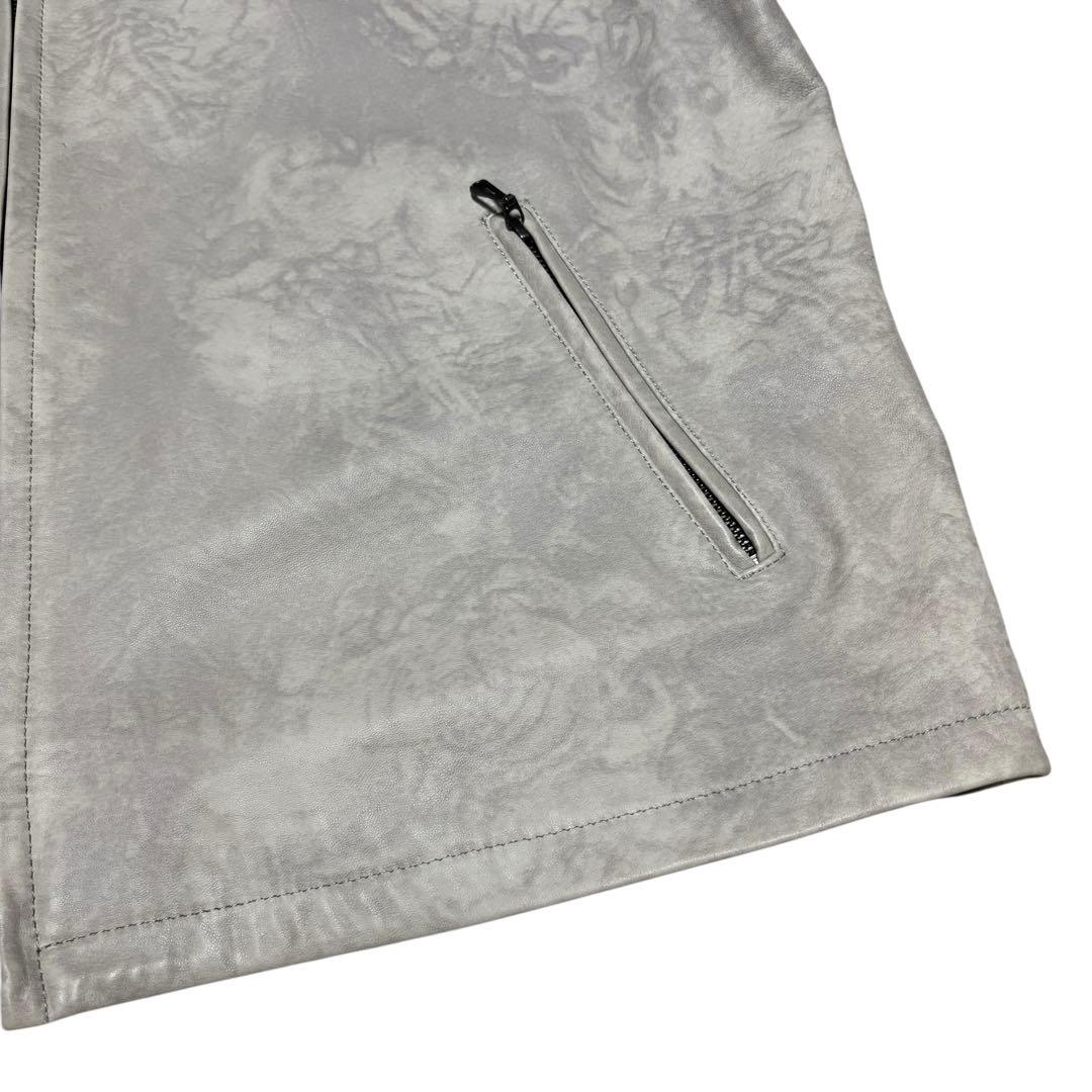 極美品 schaffen 羊革 リアルレザー ライダースジャケット ホワイト