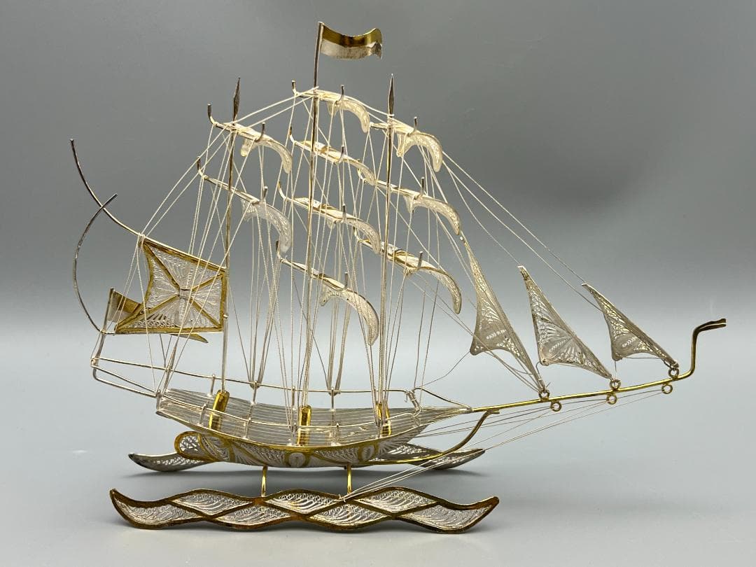 925刻印 銀製 シルバー 銀細工 船 ガラスケース ヨット重量約81g