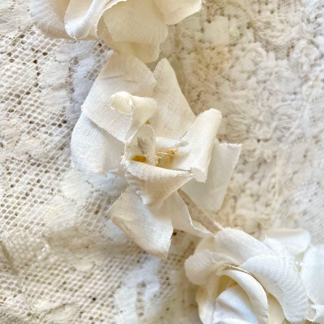 シルク布花ティアラ　布花冠　フランスアンティーク　グローブドマリエ　バラ