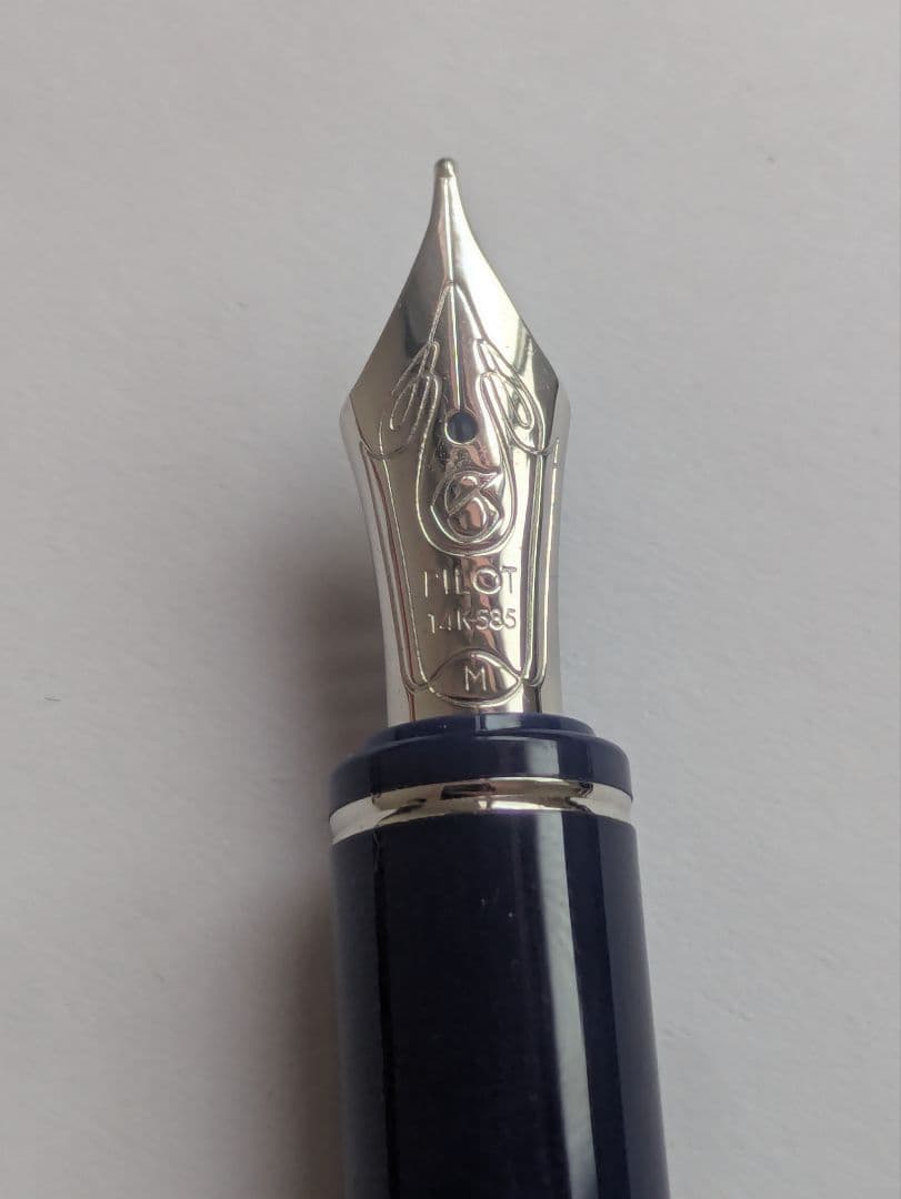 パイロット　グリーン　ロジウム＆マーブル　中字　万年筆　ブルー