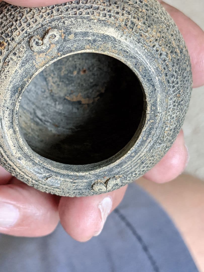 ♦朝鮮陶磁？李朝 高麗 新羅時代 印花文 小壺 コレクション 骨董品アンティーク