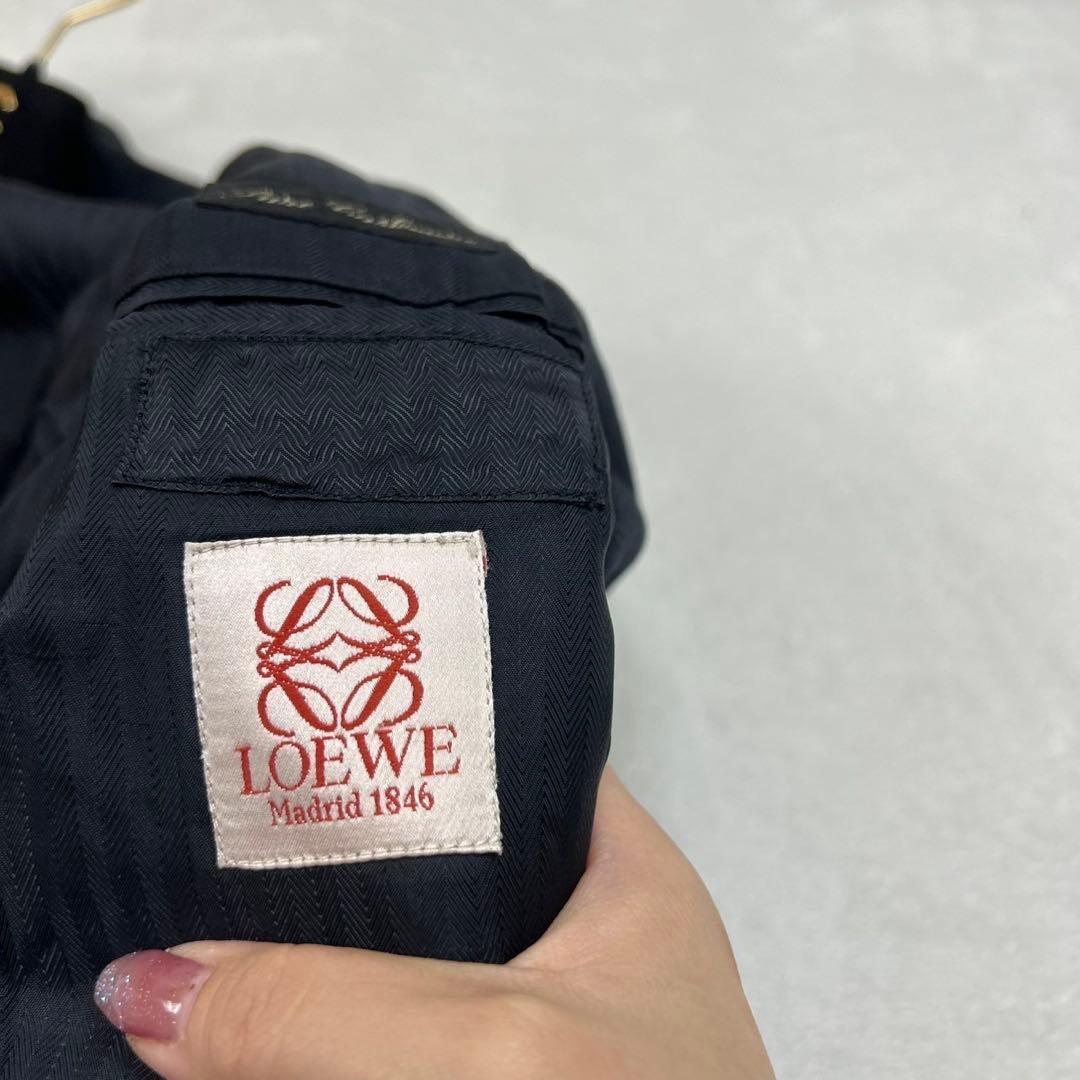 I248 L ロエベ カシミヤ100% ロングコート ネイビー メンズ