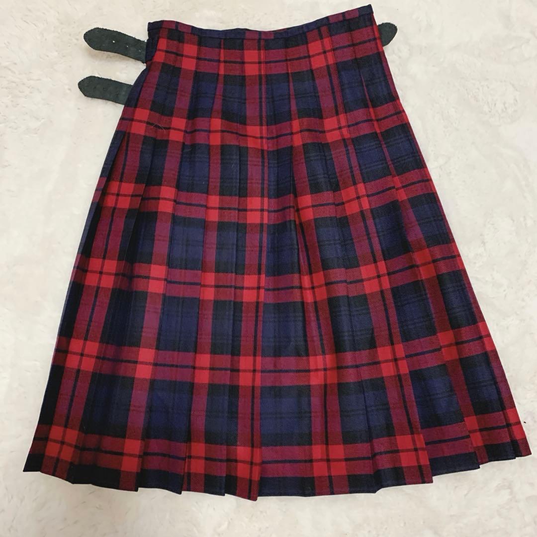 美品 O'NEIL OF DUBLIN タイトラップスカート 赤チェック ウール