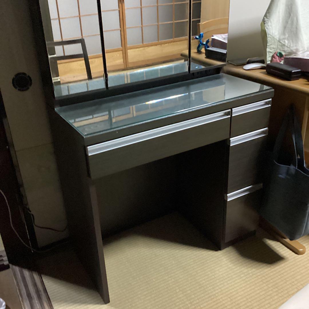 ニトリ　ダークブラウン 三面鏡 ドレッサー