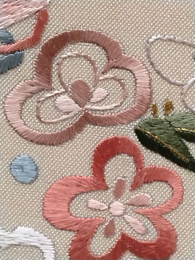 花柄刺繍 袋帯 ベージュ系