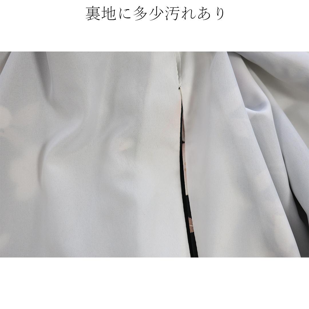 桜柄◆ 振袖セット 丈169.5cm◆フルセット黒ベース帯小物付成人式 28Bs