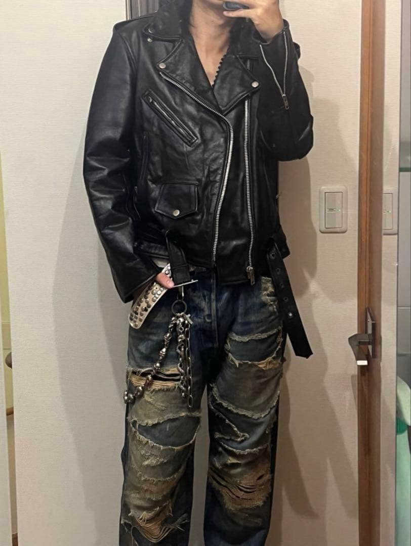 (激渋美品)ヴィンテージ本革ダブルライダースジャケット　アメカジ