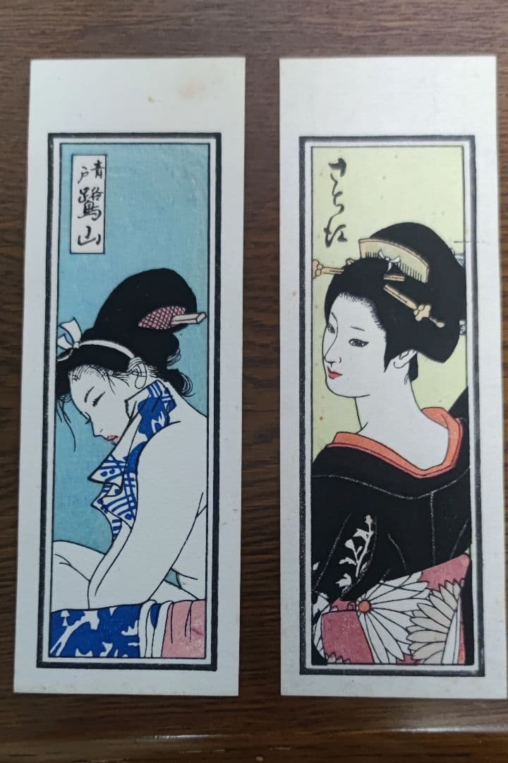 新年特価10%OFF♥【版画　行水と髪飾】 2点セット額付