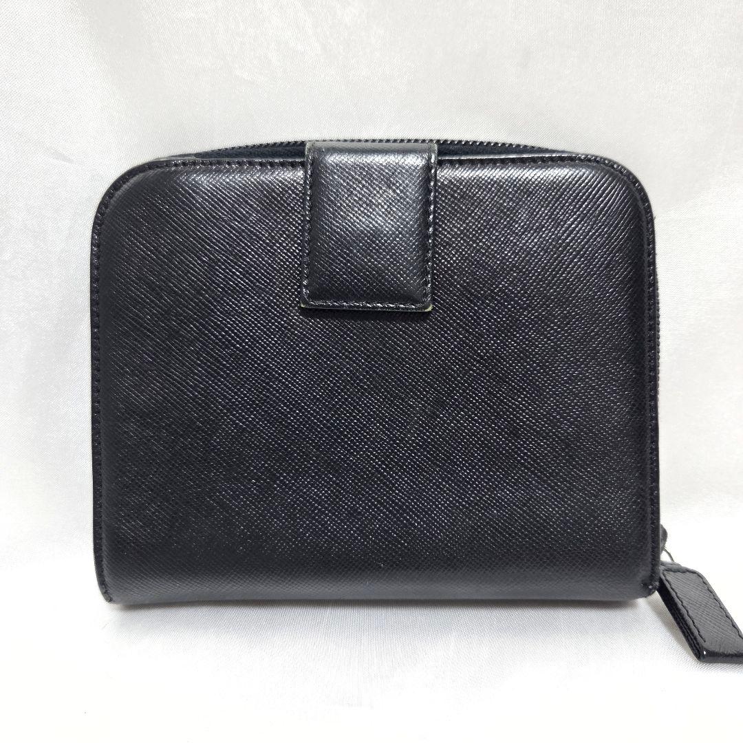 0時まで PRADA 二つ折り財布 三角ロゴ サフィアーノレザー ブラック