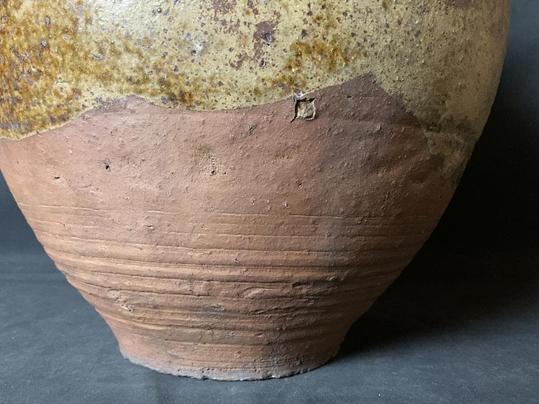 古丹波 自然釉 四耳 茶壷 桃山～江戸前期 739