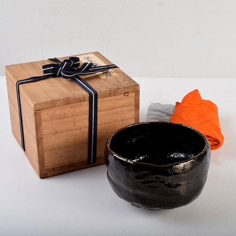 茶道具　大徳寺宙宝和尚在判　黒楽茶碗　時代箱　V　9264