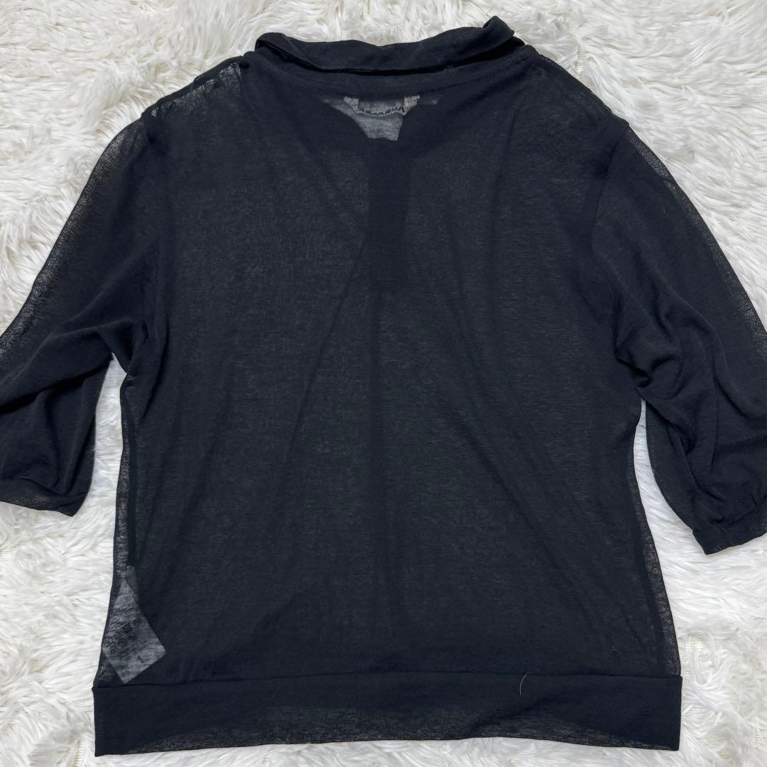 AURALEE オーラリー　ポロシャツ コットン　ブラック　黒　シアー