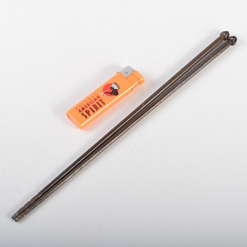 茶道具　香玉堂　鉄張本象嵌　松葉文　火箸　共箱　C　R7228